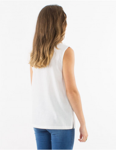 Blusa 54% lino 46% viscosa sin mangas