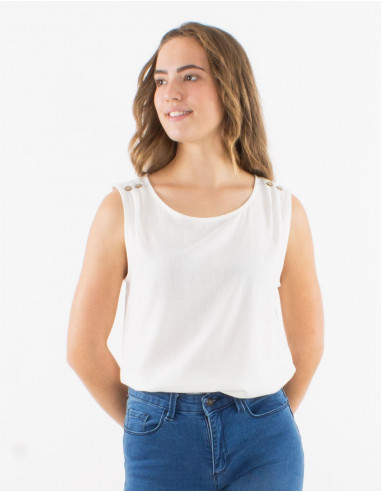 Blusa 54% lino 46% viscosa sin mangas
