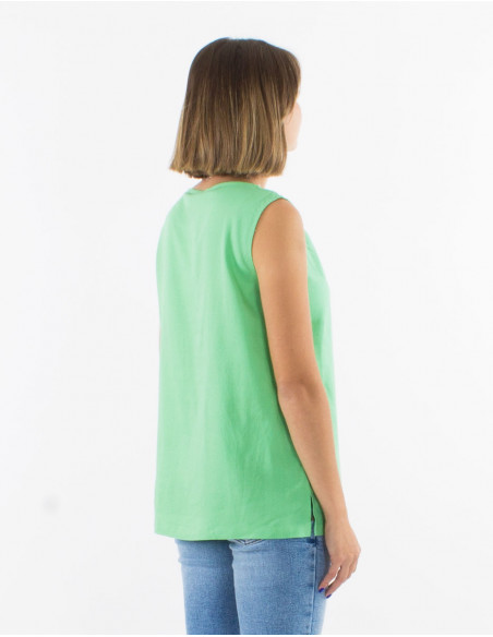 Blusa 54% lino 46% viscosa sin mangas