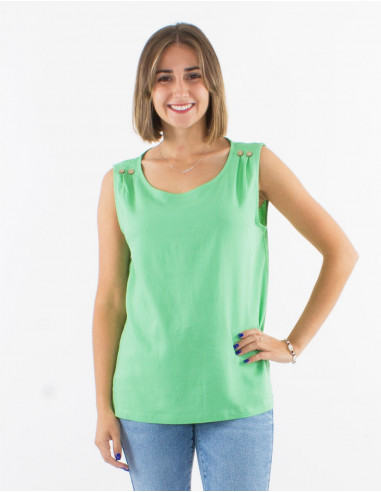 Blusa 54% lino 46% viscosa sin mangas