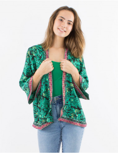 Blusa chaqueta poliester mangas largas estampado barka dorado