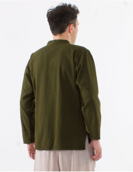 Camisa hombre algodon lisa mangas largas con botones sw