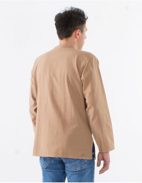 Camisa hombre algodon lisa mangas largas con botones sw