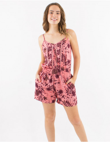 Combi corto poliester tirantes estampado aster...
