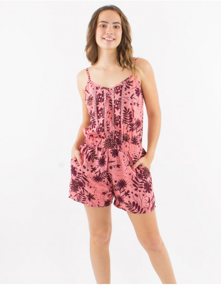 Combi corto poliester tirantes estampado aster dorado