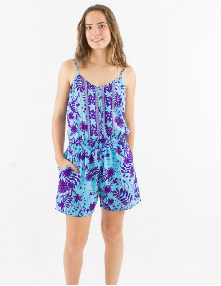 Combi corto poliester tirantes estampado aster dorado