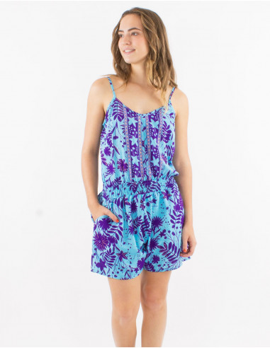 Combi corto poliester tirantes estampado aster...