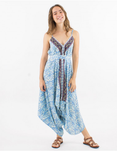 Combi largo poliester tirantes sari estampado