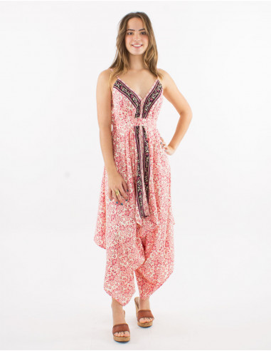 Combi largo poliester tirantes sari estampado
