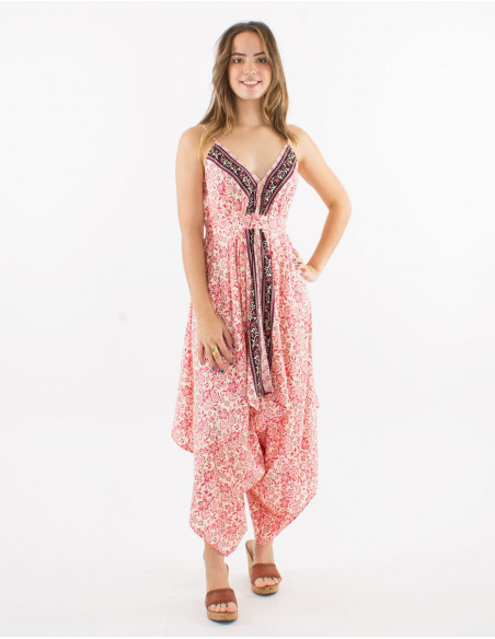 Combi largo poliester tirantes sari estampado
