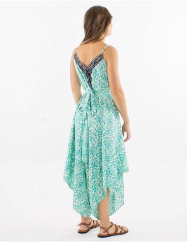 Combi largo poliester tirantes sari estampado