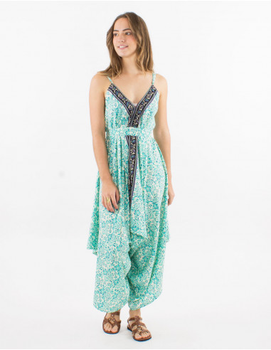 Combi largo poliester tirantes sari estampado