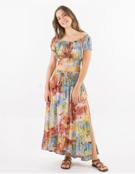 Conjunto top + falda larga viscosa abierto por el lado