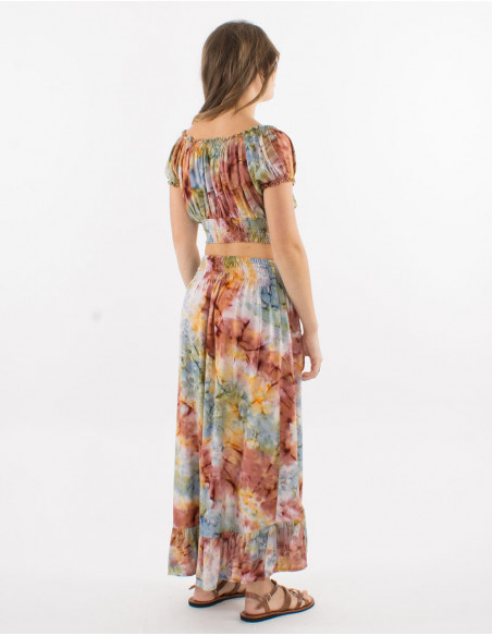 Conjunto top + falda larga viscosa abierto por el lado