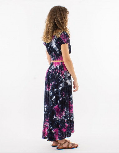 Conjunto top + falda larga viscosa abierto por...