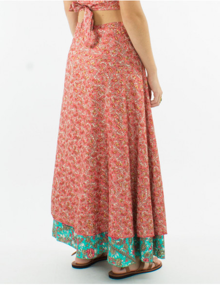 Falda larga poliester cruzada sari