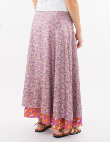 Falda larga poliester cruzada sari