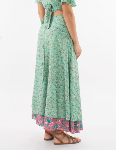 Falda larga poliester cruzada sari