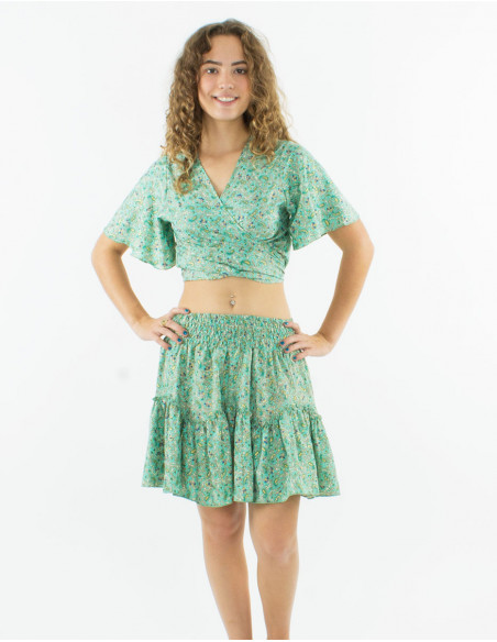 Falda corta poliester sari estampado