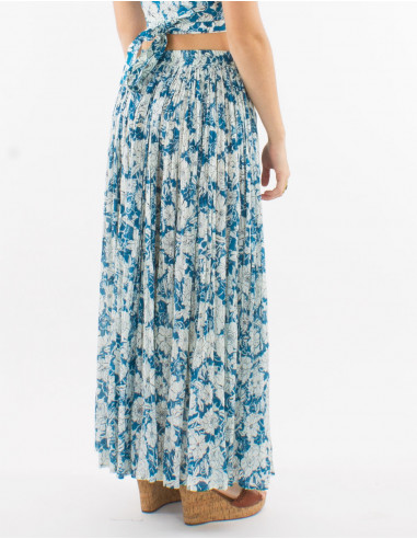 Falda larga velo de algodon arrugada estampado...