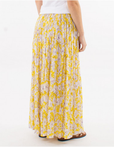 Falda larga velo de algodon arrugada estampado...