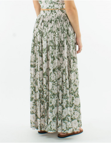 Falda larga velo de algodon arrugada estampado...