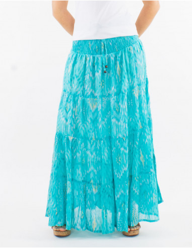 Falda larga velo de algodon doblada estampado...
