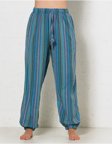 Pantalon algodon raya mixto cintura elastica 2 bolsillos