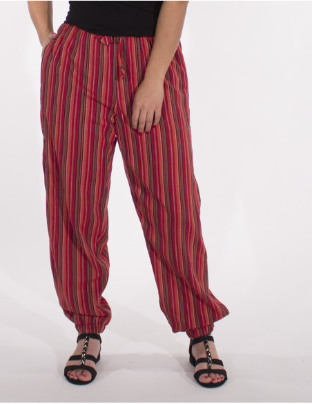 Pantalon algodon raya mixto cintura elastica 2 bolsillos