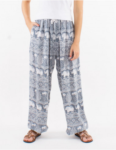 Pantalon viscosa elefante aladin estampado bali trunk