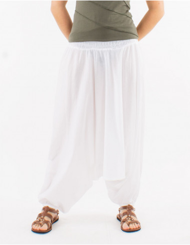 Sarouel algodon fino liso con bolsillos talla...