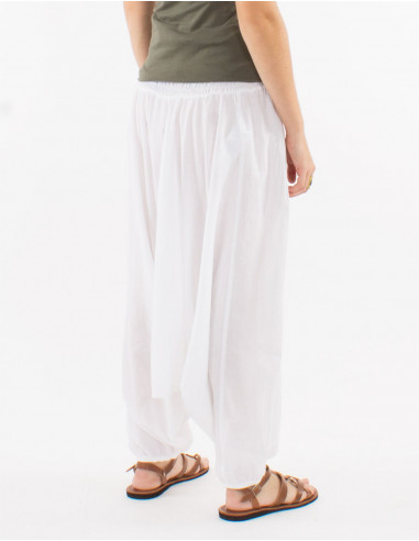 Sarouel algodon fino liso con bolsillos talla...