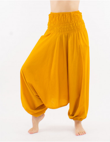 Sarouel algodon fino liso con bolsillos talla...