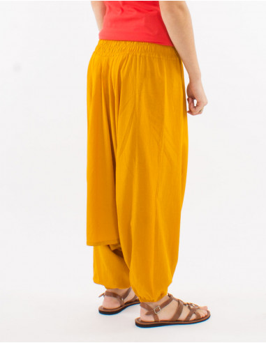 Sarouel algodon fino liso con bolsillos talla...