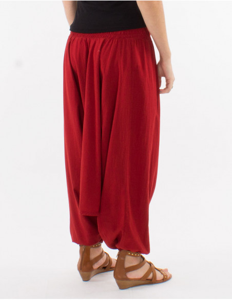 Sarouel algodon fino liso con bolsillos talla eslastica