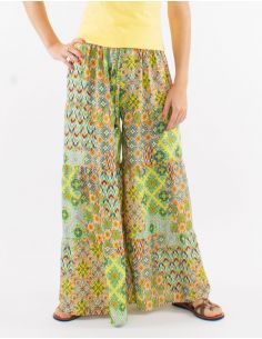 Pantalon ancho poliester estampado mosaico 2