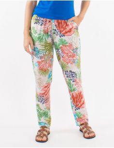 Pantalon viscosa estampado oceano