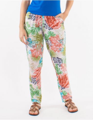 Pantalon viscosa estampado oceano