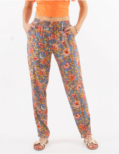 Pantalon viscosa talla eslastica estampado agra