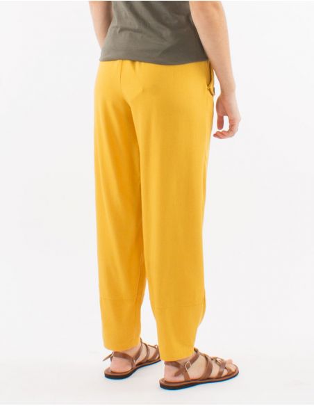 Pantalon 70% viscosa 30% lino liso tallaeslastico