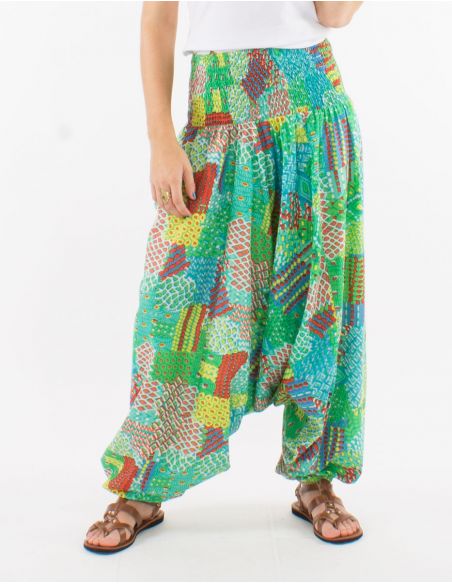 Sarouel algodon 3 en 1 estampado etnico