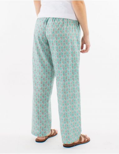 Pantalon algodon corte recto tallaeslastica estampado lucknow