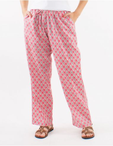 Pantalon algodon corte recto tallaeslastica estampado lucknow