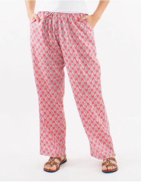 Pantalon algodon corte recto tallaeslastica estampado lucknow