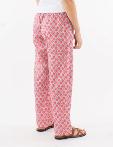 Pantalon algodon corte recto tallaeslastica estampado lucknow