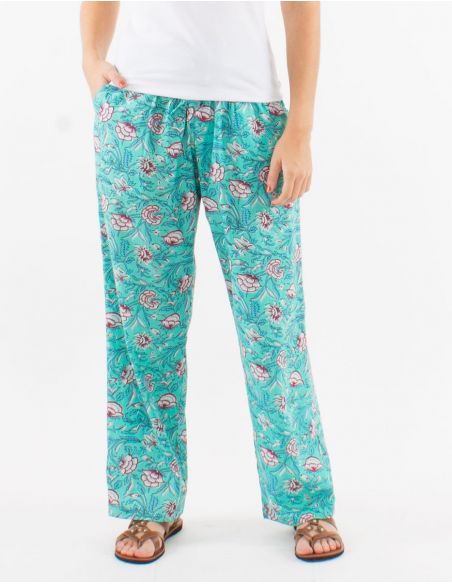 Pantalon algodon corte recto talla eslastica estampado udai