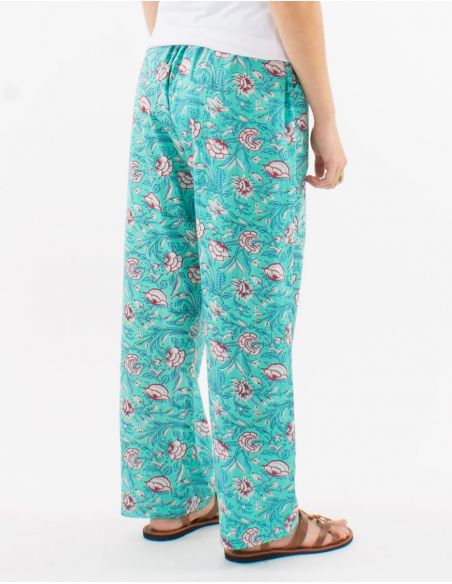 Pantalon algodon corte recto talla eslastica estampado udai