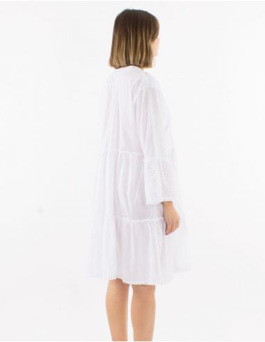 Vestido algodon bordado ingles mangas largas