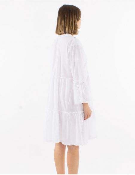 Vestido algodon bordado ingles mangas largas