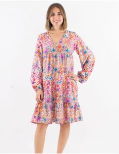 Vestido poliester mangas largas estampado acuarela 2